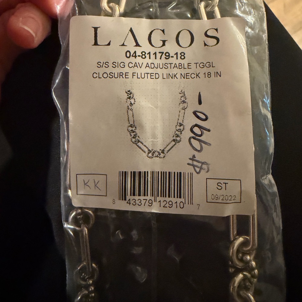 Lagos silver adjustable toggle fluted link necklace 18” - Picture 5 of 5